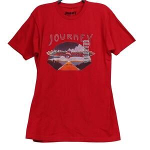 Journey Mens Graphic Soft Flying T-Shirt Red Crew Neck 100% Cotton‎ Tee L New